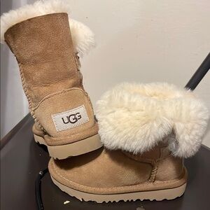 UGG Kids Tan Boots with Cream Fur